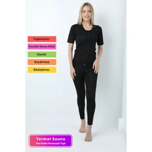 Yeni Seri Toparlayıcı  Şekillendirici Terleme Kadın Kısa Kollu Fermuarlı Sauna Takım
