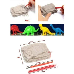 Arkeolojik Renkli Mini  Dinozor Kazı Oyun Eğlence Etkinlik Seti ( 2 Kutu ) Kazı ve Fırça Dahil.