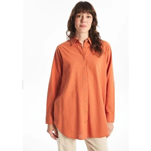 Lcwaıkıkı Classic Saks Mavi Düz Poplin Kadın Gömlek Tunik