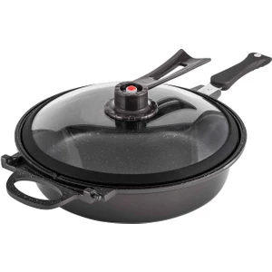 PPP 3261 32Cm Bio Granit Vakumlu Cam Kapaklı Çift Taraflı Tava