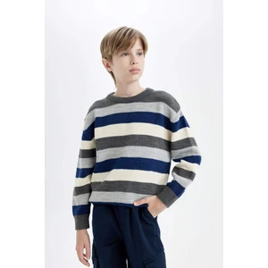 Erkek Çocuk Renk Bloklu Bisiklet Yaka Triko Kazak C8114A824WN