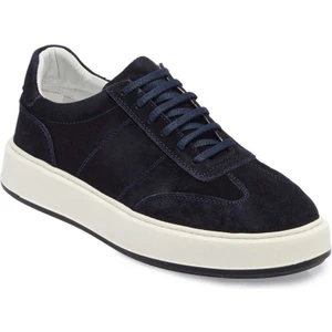Lacivert Hakiki Süet Deri Erkek Sneaker - E24I1AY56805-D44