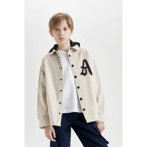 Erkek Çocuk Oversize Geniş Kalıp Kapüşonlu Gabardin Uzun Kollu Gömlek C6626A824AU