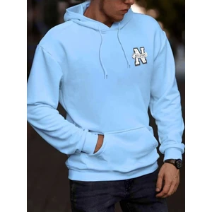 Erkek Bebe Mavi New York Baskılı Kapüşonlu Sweatshirt