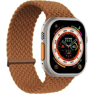 Apple Watch Series 10 46MM Kordon, (Large Size, 160MM) Knitted Fabric Single Loop Kahverengi