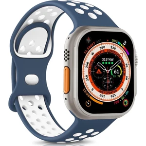 Apple Watch Series 10 46MM Kordon Rainbow Band Lacivert Beyaz