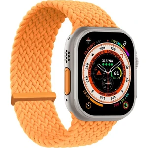 Apple Watch Series 10 42MM Kordon, (Large Size, 160MM) Knitted Fabric Single Loop Turuncu