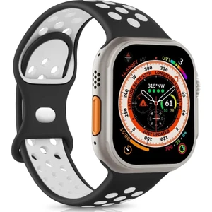Apple Watch Series 10 42MM Kordon Rainbow Band Siyah Beyaz
