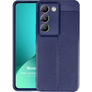 Vivo V30 Lite 4g Kılıf Deri Dokulu Silikon Lacivert
