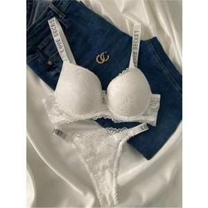 Derin Secret Dantelli Taşlı Balenli Destekli Sütyen Takım