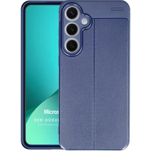 Samsung Galaxy S24 Fe Kılıf Deri Dokulu Silikon Lacivert