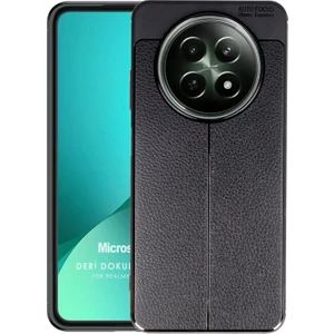 Realme 12 5g Kılıf Deri Dokulu Silikon Siyah