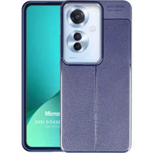 Oppo Reno 11F Kılıf Deri Dokulu Silikon Lacivert