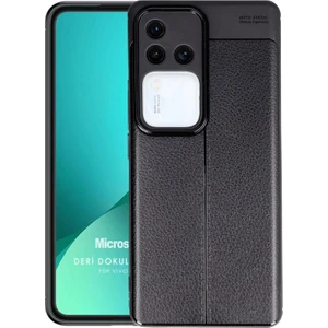 Vivo V30 Kılıf Deri Dokulu Silikon Siyah