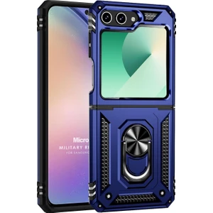 Samsung Galaxy Z Flip 6 Kılıf Military Ring Holder Lacivert