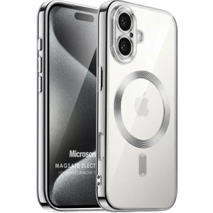 Apple iPhone 16 Kılıf Magsafe Luxury Electroplate Gümüş