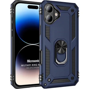 Apple iPhone 16 Kılıf Military Ring Holder Lacivert