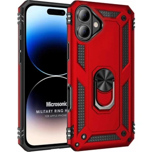 Apple iPhone 16 Plus Kılıf Military Ring Holder Kırmızı