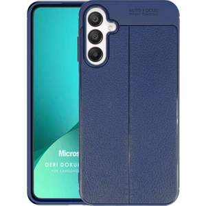 Samsung Galaxy A35 Kılıf Deri Dokulu Silikon Lacivert