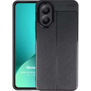 Oppo A38 Kılıf Deri Dokulu Silikon Siyah