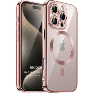 Apple iPhone 16 Pro Kılıf Magsafe Luxury Electroplate Rose Gold
