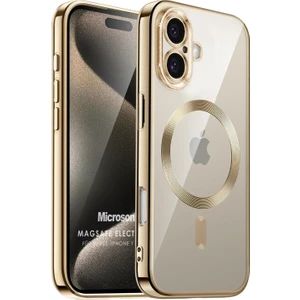 Apple iPhone 16 Plus Kılıf Magsafe Luxury Electroplate Gold