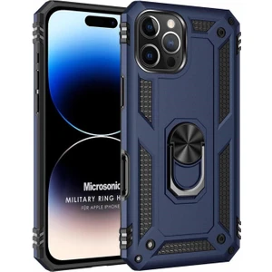 Apple iPhone 16 Pro Kılıf Military Ring Holder Lacivert