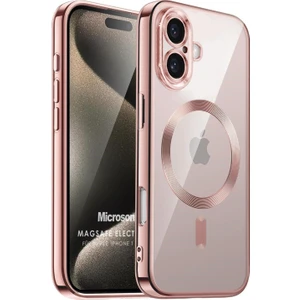 Apple iPhone 16 Plus Kılıf Magsafe Luxury Electroplate Rose Gold