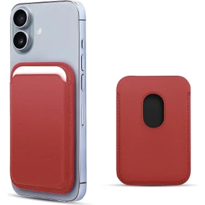 Apple iPhone 16 Plus Leather Wallet Magsafe Kırmızı