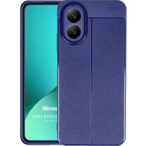 Oppo A38 Kılıf Deri Dokulu Silikon Lacivert