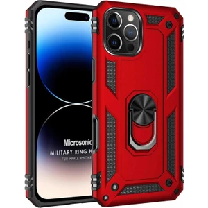 Apple iPhone 16 Pro Kılıf Military Ring Holder Kırmızı