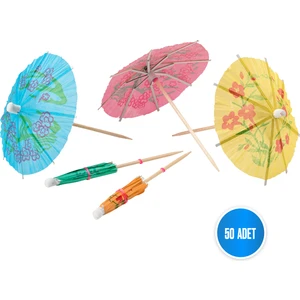Sinis Group Tek Kullanımlık Renkli Şemsiye Kürdan 50 adet/paket