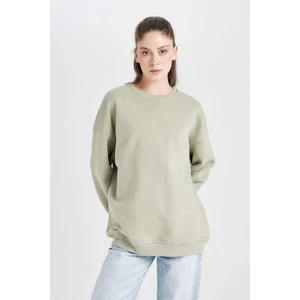 Oversize Geniş Kalıp Bisiklet Yaka Kalın Basic Düz Sweatshirt Y1346AZ24WN