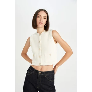 Regular Fit Crop Düğmeli Klasik Triko Yelek E1479AX24WN