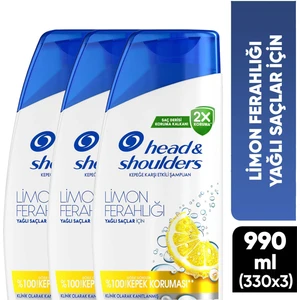 Head & Shoulders Limon Ferahlığı Kepek Kaşıtı Yağlı Saçlar için Günlük Kullanım Şampuan 330 ml x 3 Adet