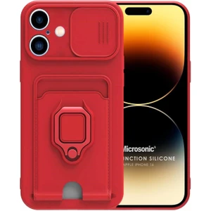 Apple iPhone 16 Kılıf Multifunction Silicone Kırmızı