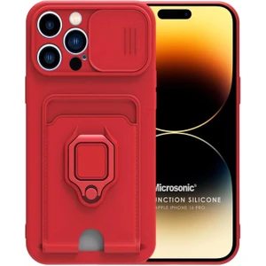 Apple iPhone 16 Pro Max Kılıf Multifunction Silicone Kırmızı