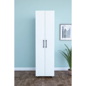 2 Kapaklı 8 Raflı Çok Amaçlı Mutfak Dolabı, Banyo Dolabı, Çok Amaçlı Dolap, Beyaz 49x174x29 cm