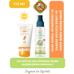 Pur Monde 2'li Yazlık Set Sivrisinek ve Haşere Kovucu Sprey ve 50 Spf Bebek ,çocuk Güneş Kremi