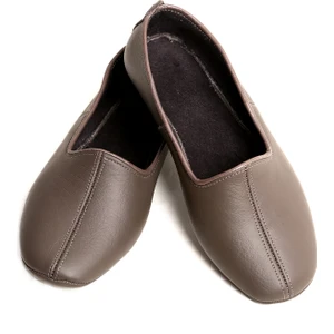 Hakiki Deri Pamuk Astarlı Toprak Ev Patiği | Hac Umre Tavaf Patiği | Ev Ofis Salon Ayakkabısı