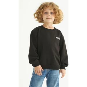 Bisiklet Yaka Uzun Kol Weekend Feel Baskılı Siyah Renk Erkek Çocuk Sweatshirt