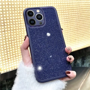 Apple iPhone 13 Pro Max Uyumlu Kılıf Zebana Işıltım Silikon Kılıf (Kamera Lens Korumalı) Derin Mor