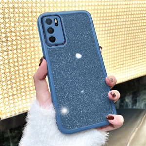 Oppo A16 Uyumlu Kılıf Zebana Işıltım Silikon Kılıf (Kamera Lens Korumalı) Açık Mavi