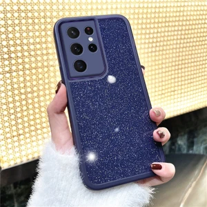 Samsung Galaxy S23 Ultra Uyumlu Kılıf Zebana Işıltım Silikon Kılıf (Kamera Lens Korumalı) Derin Mor