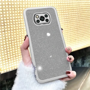 Xiaomi Poco X3 Nfc Uyumlu Kılıf Zebana Işıltım Silikon Kılıf (Kamera Lens Korumalı) Gri
