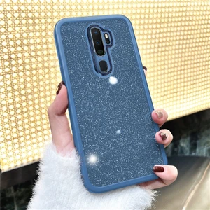 Oppo A9 2020 Uyumlu Kılıf Zebana Işıltım Silikon Kılıf (Kamera Lens Korumalı) Açık Mavi