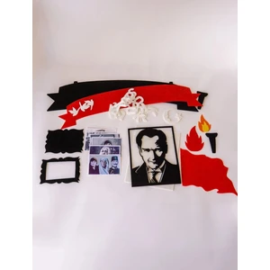Meşaleli Resimli Atatürk Köşesi Keçe / Atatürk Panosu