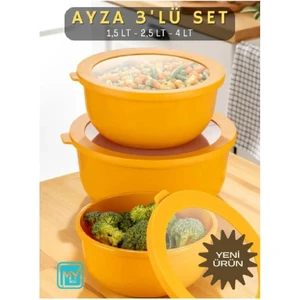 Arslankaya 593 Ayza 3lü Yuvarklak Saklama Kabı Seti	