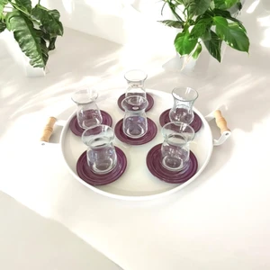 Ece Ev Modası Çay Tabağı-Bardak Altlığı-Metal Renkli Çay Tabağı
