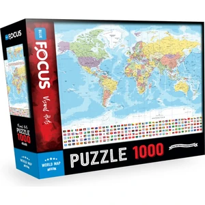 Blue Focus Games 1000 Parça Puzzle - World Map  (Dünya Haritası)